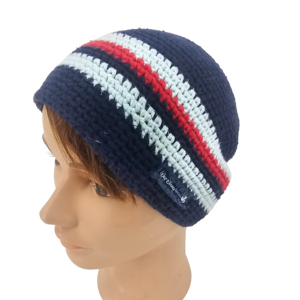 Walt Disney World souvenir Knit cotton beanie hat navy blue red White unisex OS